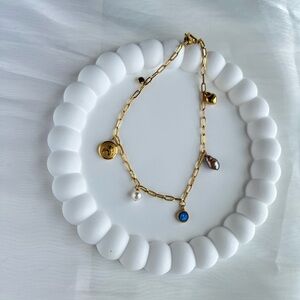 High end fresh water pearl & muti charms anklet